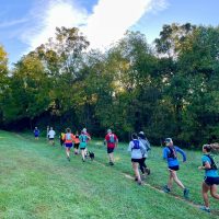 Trail runners running on a trail